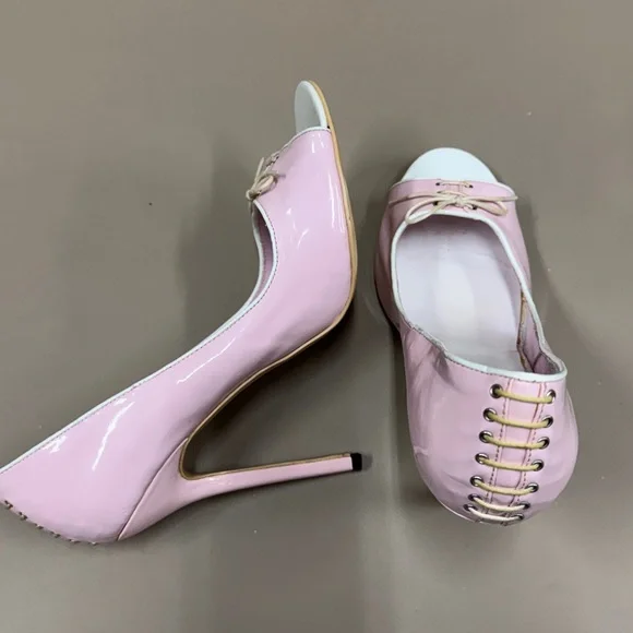 Highest Heel Collection Pink Peep-Toe Stiletto Heels - Picture 10 of 13